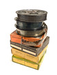 Pile of 16mm films and its boxes