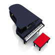 Black Piano on white floor