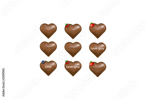 Vector: Chocolate candy hearts with love notes Chocolate candy hearts with love notes