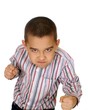 Kid ready to fight, isolated on white background