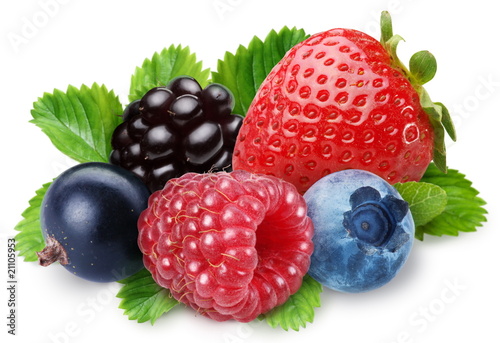 Photo: Handful of berries on a white background Handful of berries on a white background