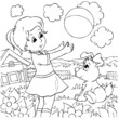Illustration: Girl and pup Girl and pup