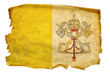 Vatican Flag old, isolated on white background.