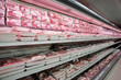 Shelves with meat
