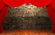 Red velvet curtain opening scene made in 3d