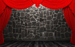 Red velvet curtain opening scene made in 3d