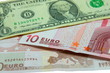 Money background , dollar and euro.