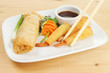Chinese snacks with chopsticks