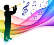 Flute Player on Musical Note Color SpectrumOriginal Vector Illus Flute Player on Musical Note Color SpectrumOriginal Vector Illus