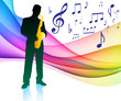 Sax Player on Musical Note Color SpectrumOriginal Vector Illustr Sax Player on Musical Note Color SpectrumOriginal Vector Illustr