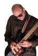 Bald guy playing guitar solo