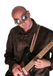 Bald guy play guitar solo