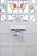 Letterbox and stained glass, front door