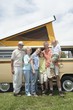 Three generational family with campervan