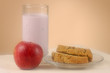 Photo: Home made bread, glass of yogurt and an apple Home made bread, glass of yogurt and an apple