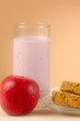 Photo: Home made bread, glass of yogurt and an apple Home made bread, glass of yogurt and an apple