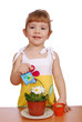 little girl with flower
