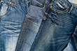 Pairs of Blue denim jeans