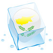 vector cyprus button flag frozen in ice cube