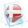 vector denmark button flag frozen in ice cube