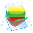 vector lithuania button flag frozen in ice cube