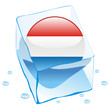 vector luxembourg button flag frozen in ice cube