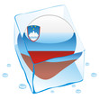 vector slovenia button flag frozen in ice cube