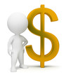 3d small people - dollar sign