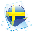 vector sweden button flag frozen in ice cube