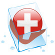 vector switzerland button flag frozen in ice cube