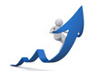Riding blue arrow of success