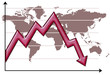 negative arrow over world map