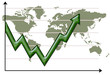 arrow rise over world map