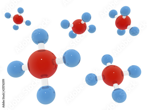 Illustration: 3D render of glossy methane ( water ) molecules. 3D render of glossy methane ( water ) molecules.