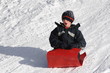 Boy sledding