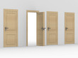 wooden open door. 3D image. home interior