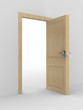 wooden open door. 3D image. home interior