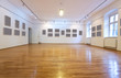 Empty art gallery with blank pictures