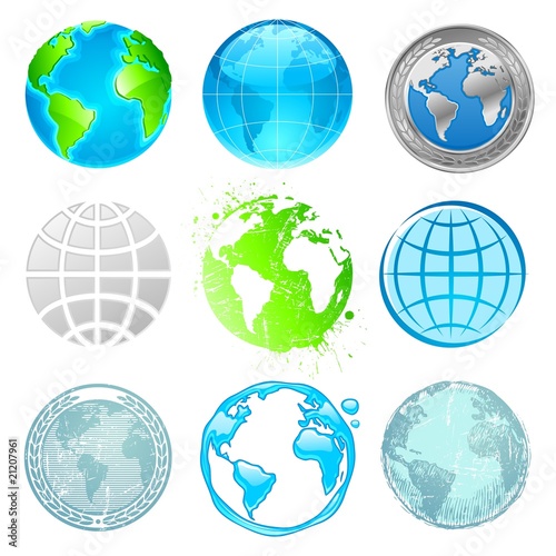 earth globe vector. Globe and Earth vector set