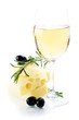 Olives, cheese and white wine