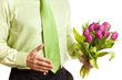 man holding flowers