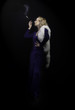 retro style shot - lady smoke cigarette