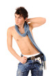boy undressed up to a belt