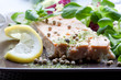Salmon dish with salad