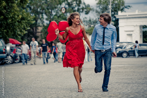 Photo: Running teenage couple Running teenage couple