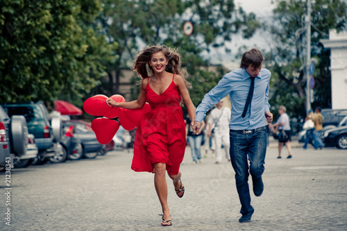 Photo: Running teenage couple Running teenage couple