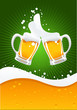 two beer mugs and wave