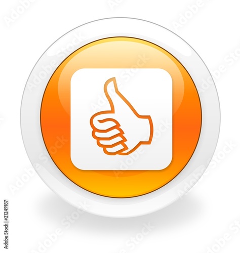 thumbs up icon. Orange thumbs up iconutton