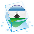 vector of lesotho button flag frozen in ice cube