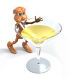 3D toon character with martini glass
